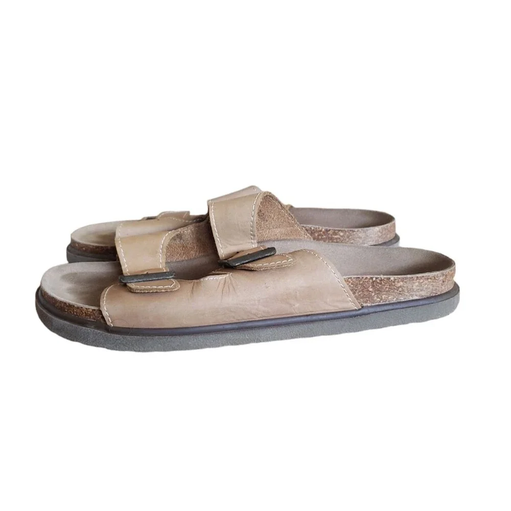 GH Bass & Co D Tan BELMAR Double Strap Sandals Men's Size 13M Made in Italy